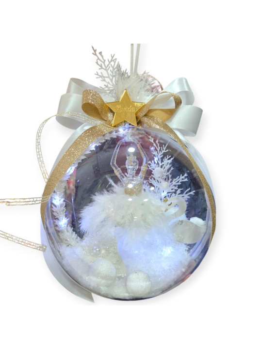 GP22 Διακοσμητική μπάλα  «Λίμνη των Κύκνων» με 3D Μπαλαρίνα και Όνομα 