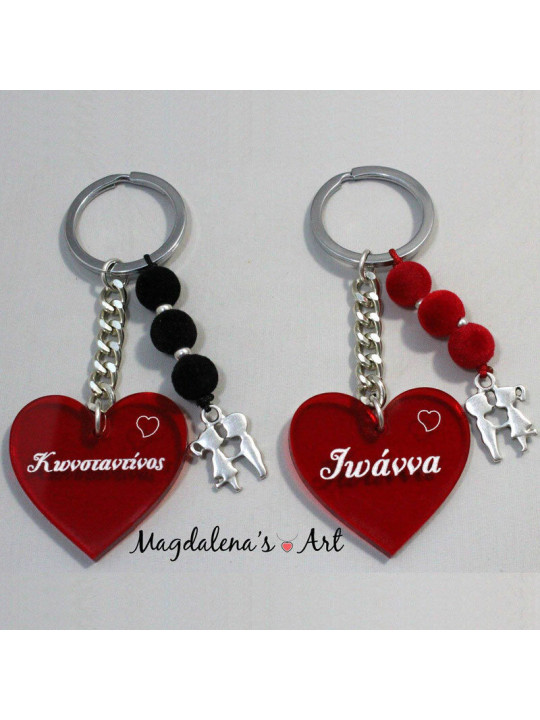 Μπρελόκ plexiglass καρδιά με χάραξη  MPRVD100