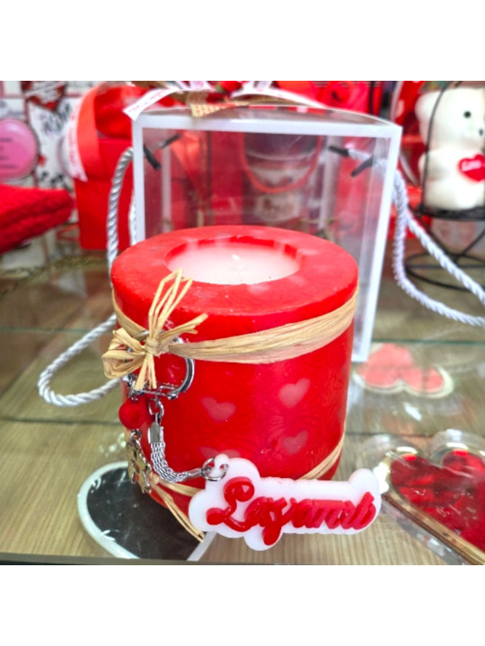 Χειροποίητο Κερί Αγάπης με Μπρελόκ «Σ’ αγαπώ»  BDAY2606
