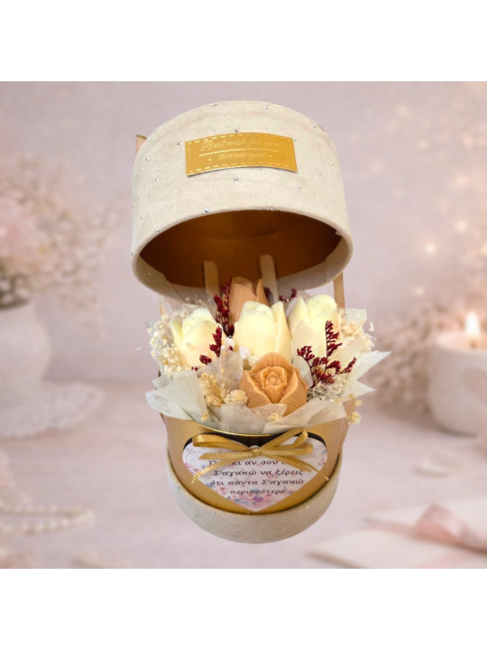 Bouquet Candle Box – Μπουκέτο Κεριών Σόγιας σε Luxury Κουτί CBOX2602