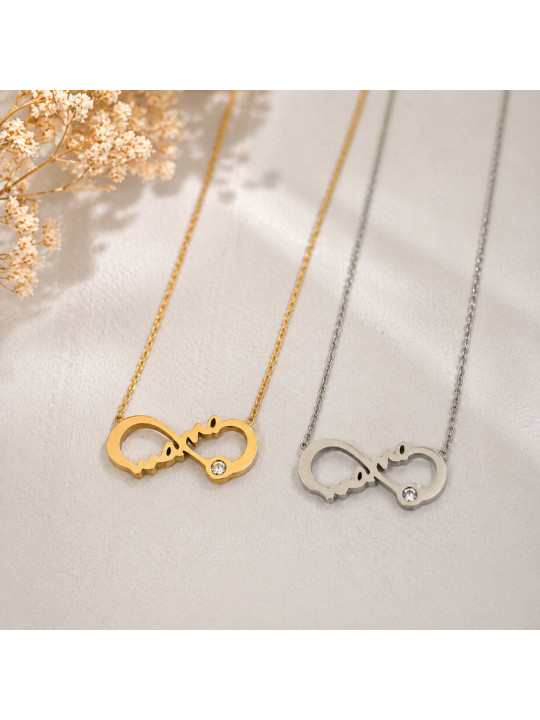 Mama Infinity Glow Necklace από Ανοξείδωτο Ατσάλι (Χρυσό & Ασημί) DM2601