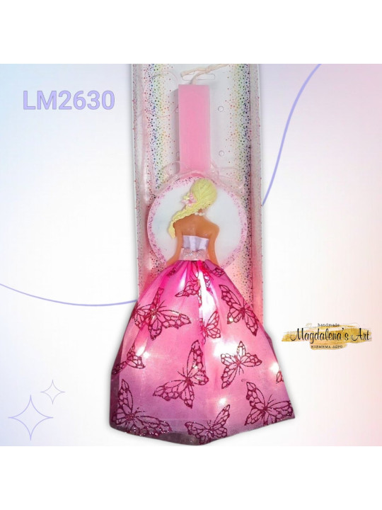 Λαμπάδα Άνοιξη Κοπέλα Ροζ-Φούξια με LED LM2630