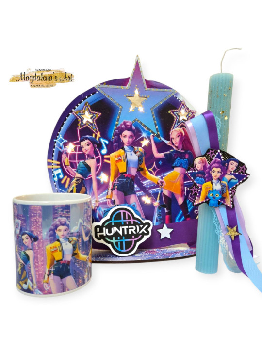 Πασχαλινή Λαμπάδα Huntrix με Φωτιζόμενο Καδράκι LED & Κούπα – Σετ Δώρου LM2617