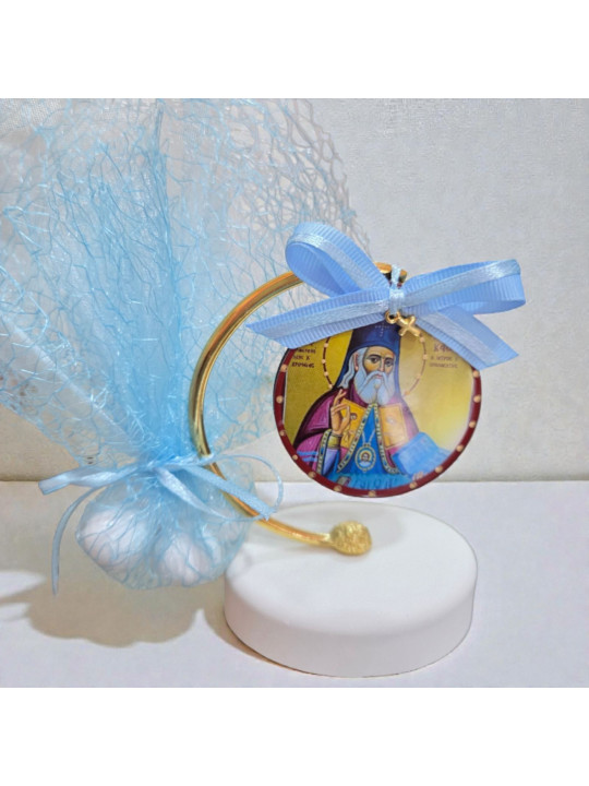 Μπομπονιέρα με τον Άγιο Λουκά Ιατρό  Επιτραπέζιο Διακοσμητικό σε Βότσαλο SB2605