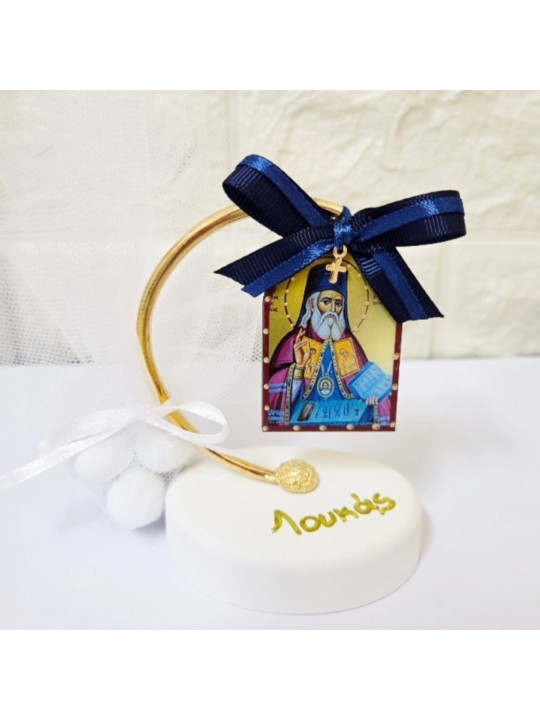 Μπομπονιέρα με τον Άγιο Λουκά Ιατρό  Επιτραπέζιο Διακοσμητικό σε Βότσαλο SB2605