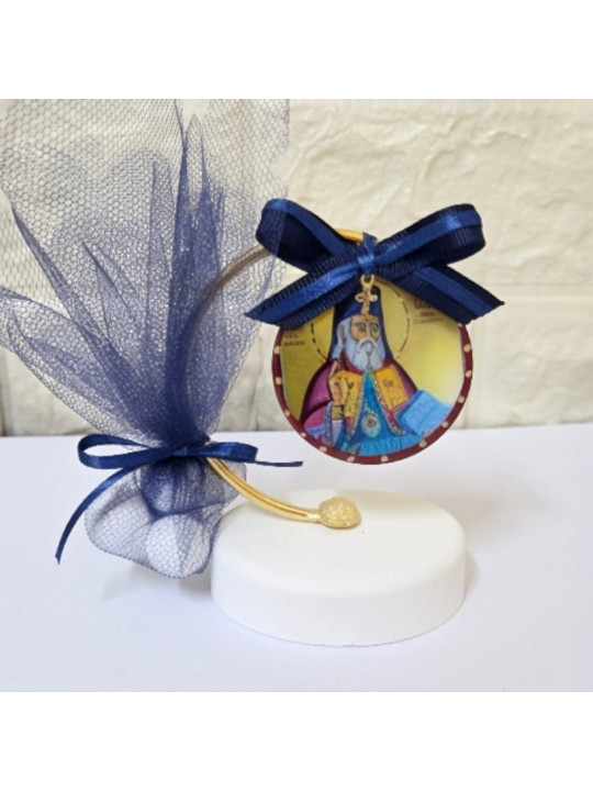 Μπομπονιέρα με τον Άγιο Λουκά Ιατρό  Επιτραπέζιο Διακοσμητικό σε Βότσαλο SB2605