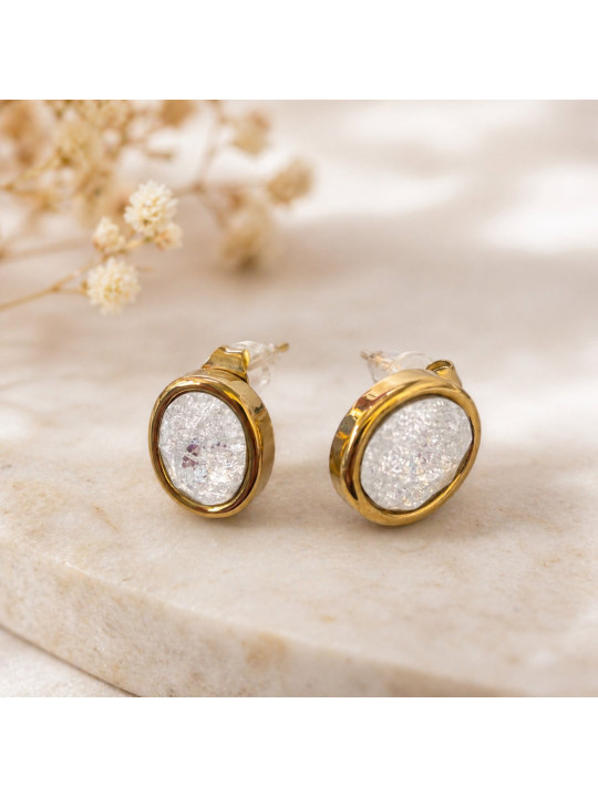 Crystal Glow Studs Ατσάλι (4 Χρώματα) SK2604