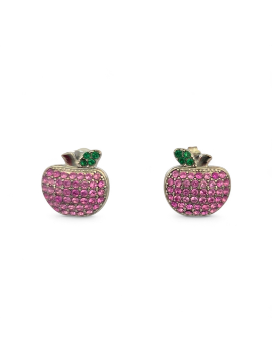 Σκουλαρίκια Μήλα Ατσάλι | Apple Glow Studs Χρυσό & Ασημί sk2607