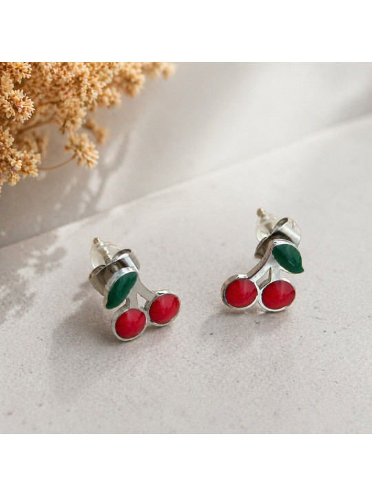 Cherry Glow Studs από Ανοξείδωτο Ατσάλι (Χρυσό & Ασημί) SK2603