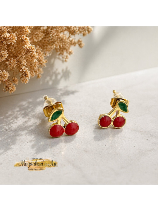 Cherry Glow Studs από Ανοξείδωτο Ατσάλι (Χρυσό & Ασημί) SK2603