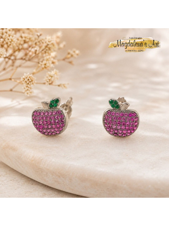 Σκουλαρίκια Μήλα Ατσάλι | Apple Glow Studs Χρυσό & Ασημί sk2607